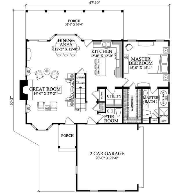 House Plan 57067 Level One