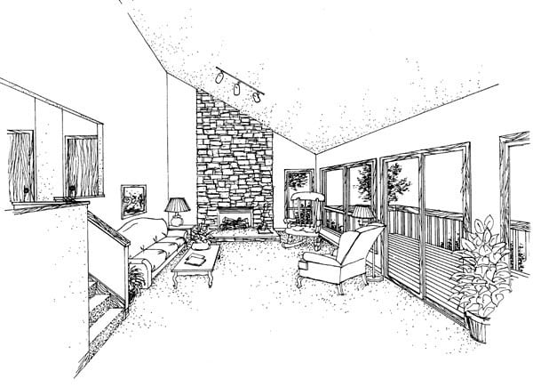 Cabin Plan with 1520 Sq. Ft., 3 Bedrooms, 2 Bathrooms, 1 Car Garage Picture 2