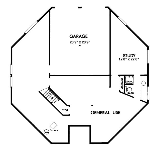 House Plan 57422 Lower Level