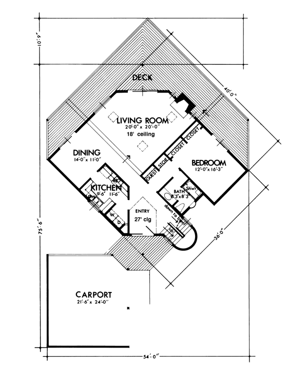 House Plan 57429 Level One