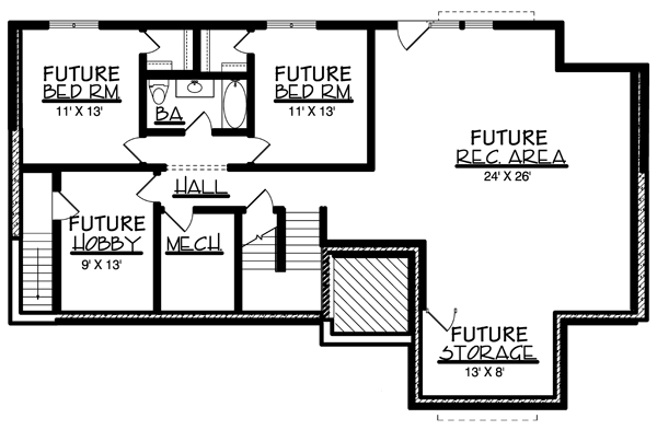 House Plan 57461 Lower Level