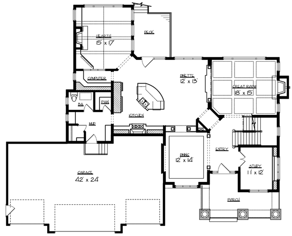 House Plan 57551 Level One