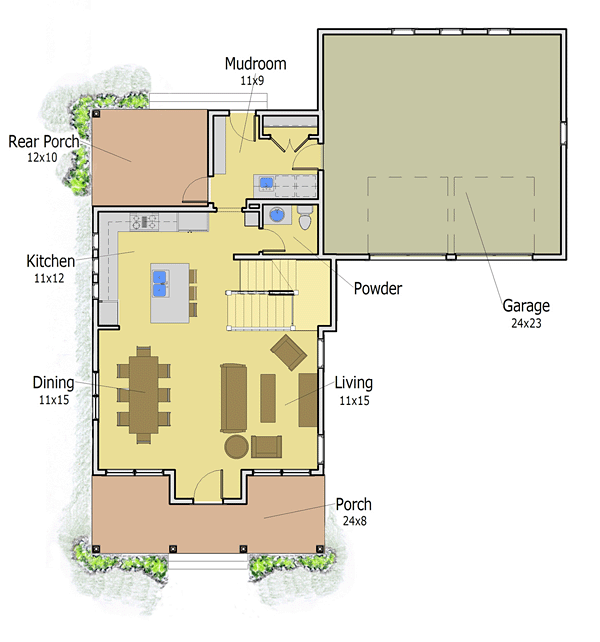 House Plan 57600 Level One