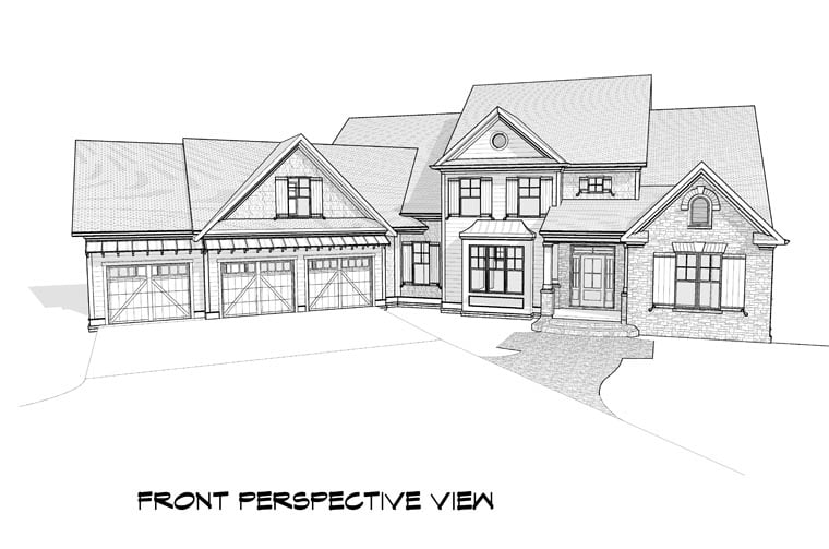 Craftsman, Traditional Plan with 3758 Sq. Ft., 5 Bedrooms, 5 Bathrooms, 3 Car Garage Picture 3