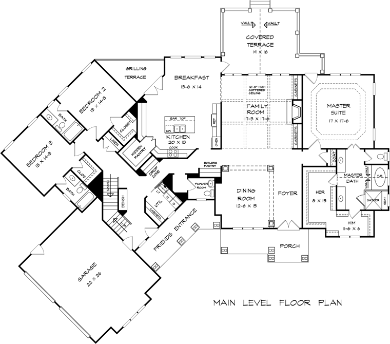 House Plan 58252 Level One