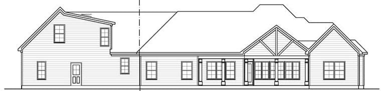 Craftsman Plan with 2780 Sq. Ft., 4 Bedrooms, 3 Bathrooms, 2 Car Garage Rear Elevation