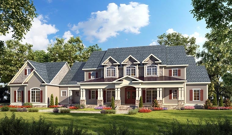 Country, Craftsman, Farmhouse, Southern, Traditional Plan with 3277 Sq. Ft., 4 Bedrooms, 5 Bathrooms, 3 Car Garage Elevation