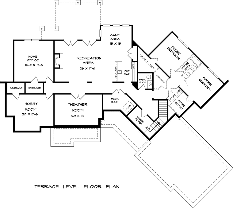 Traditional House Plan 58298 with 3 Bed, 4 Bath, 3 Car Garage Lower Level