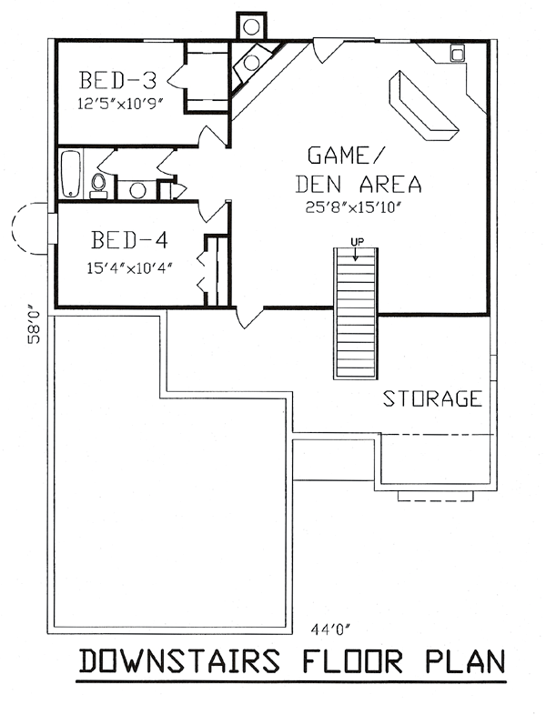 House Plan 58410 Lower Level