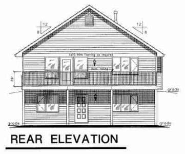 Contemporary House Plan 58555 with 3 Bed, 3 Bath, 2 Car Garage Rear Elevation