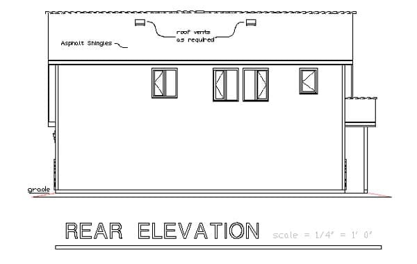 Garage Plan 58568 - 3 Car Garage Apartment Rear Elevation