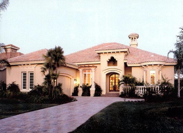 Florida, One-Story Plan with 3006 Sq. Ft., 3 Bedrooms, 4 Bathrooms, 2 Car Garage Elevation