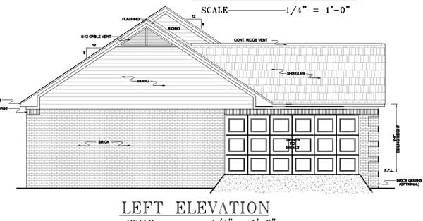 European, Ranch, Traditional Plan with 1751 Sq. Ft., 3 Bedrooms, 2 Bathrooms, 2 Car Garage Picture 9