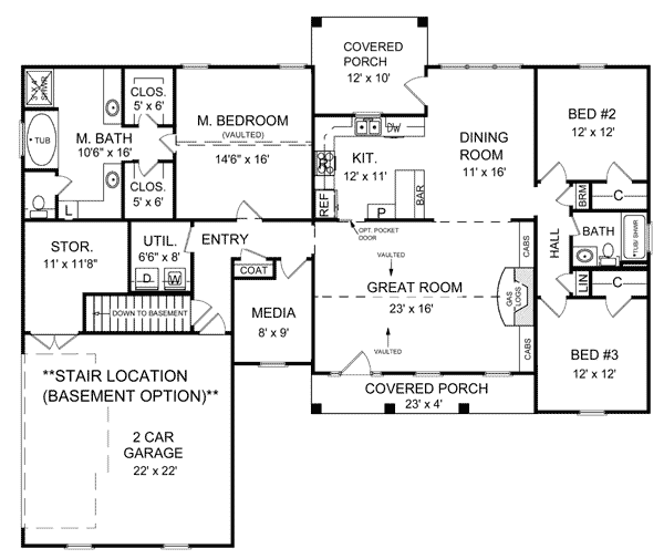 House Plan 59017 Alternate Level One