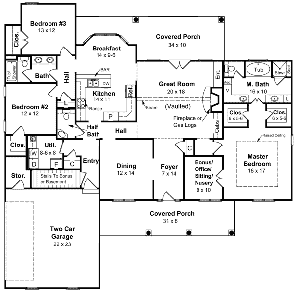 House Plan 59034 Level One