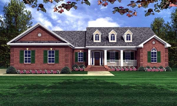 Ranch, Traditional Plan with 2000 Sq. Ft., 4 Bedrooms, 3 Bathrooms, 2 Car Garage Elevation