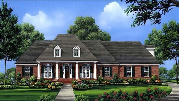 Acadian, Colonial, Country, European, Southern Plan with 2501 Sq. Ft., 4 Bedrooms, 3 Bathrooms, 2 Car Garage Picture 7