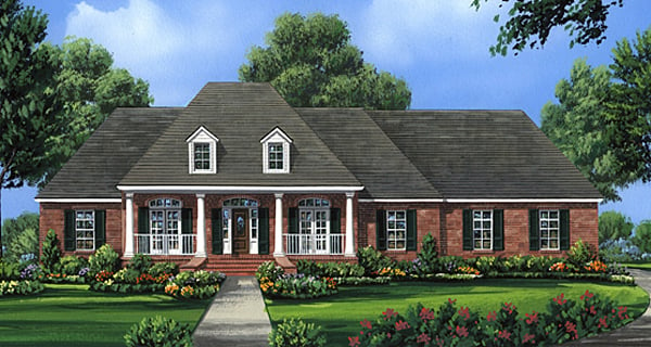 Acadian, Country, European, Southern Plan with 2601 Sq. Ft., 4 Bedrooms, 4 Bathrooms, 2 Car Garage Elevation