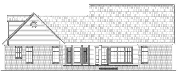 Cape Cod, Craftsman, Traditional Plan with 1800 Sq. Ft., 3 Bedrooms, 2 Bathrooms, 2 Car Garage Rear Elevation