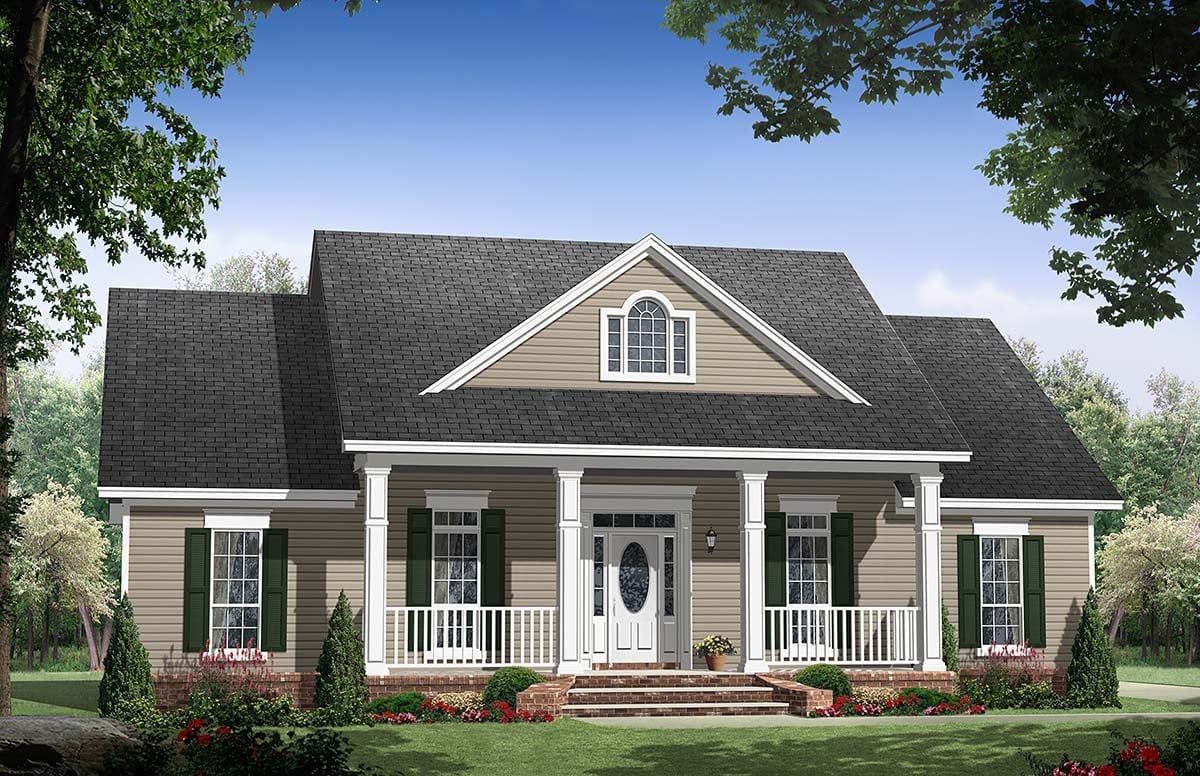 Country, Ranch, Traditional Plan with 1888 Sq. Ft., 3 Bedrooms, 3 Bathrooms, 2 Car Garage Elevation