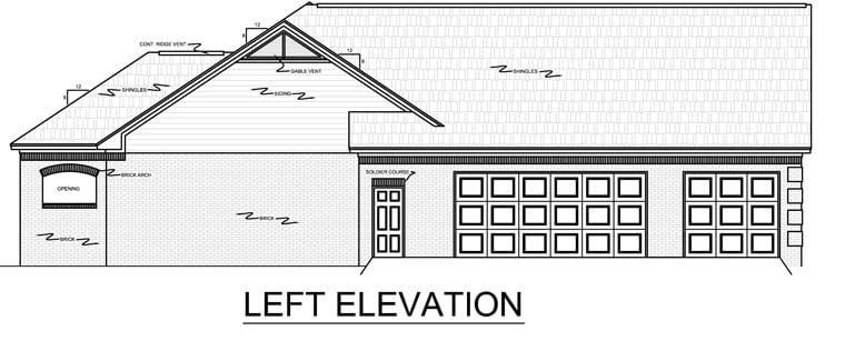 Country, European, French Country, Traditional Plan with 2000 Sq. Ft., 3 Bedrooms, 3 Bathrooms, 3 Car Garage Picture 4
