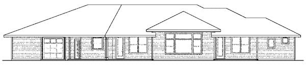 Bungalow, Florida, Ranch Plan with 2657 Sq. Ft., 3 Bedrooms, 3 Bathrooms, 4 Car Garage Rear Elevation