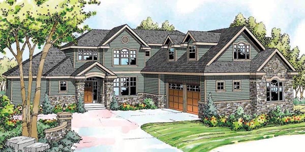 Cape Cod, Cottage, European, Traditional Plan with 3340 Sq. Ft., 3 Bedrooms, 4 Bathrooms, 3 Car Garage Elevation