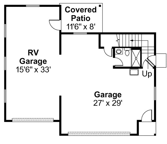 Plan 59452 | Traditional Style 3 Car Garage Apartment, RV Storage