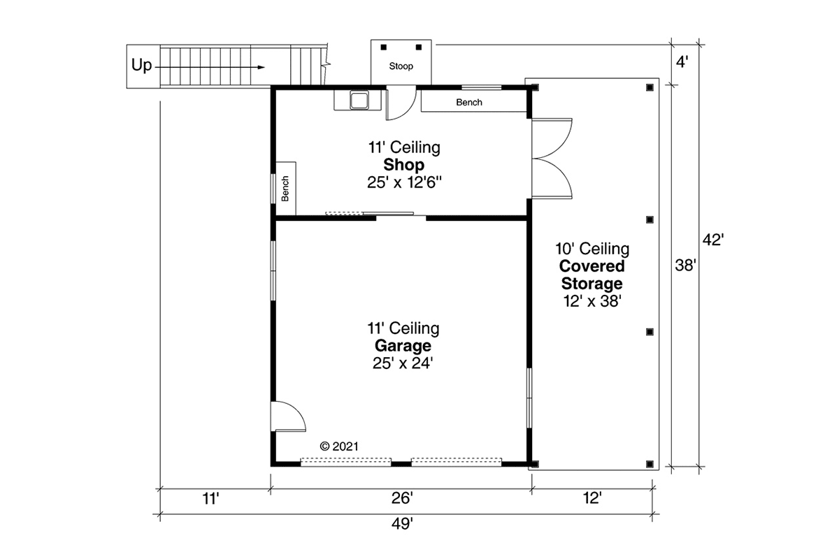 Garage Plan 59478 - 2 Car Garage Level One