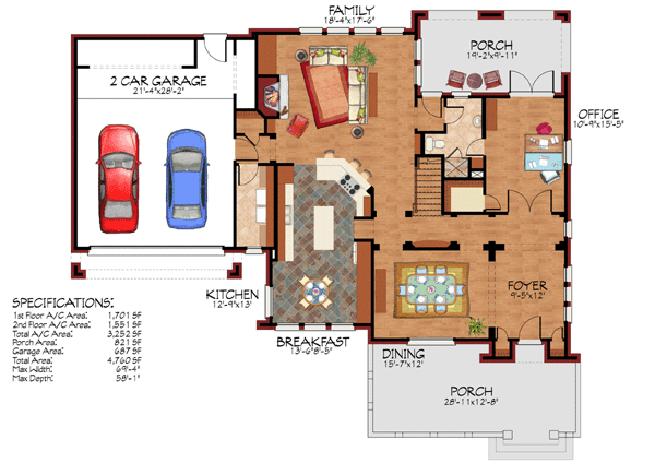 House Plan 59502 Level One
