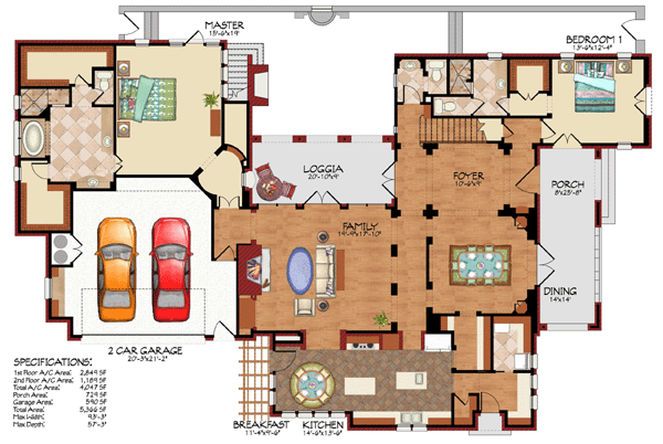House Plan 59506 Level One