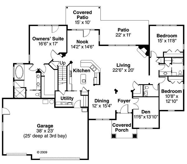 Plan 59721 | Ranch Style with 3 Bed, 4 Bath, 3 Car Garage