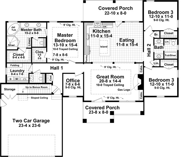 House Plan 59974 Level One