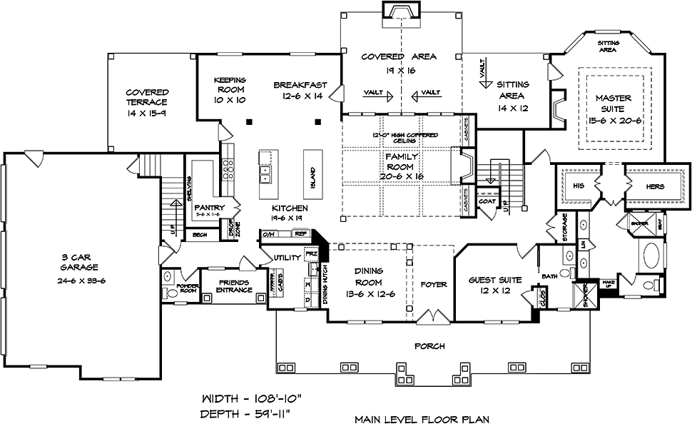 House Plan 60066 Level One