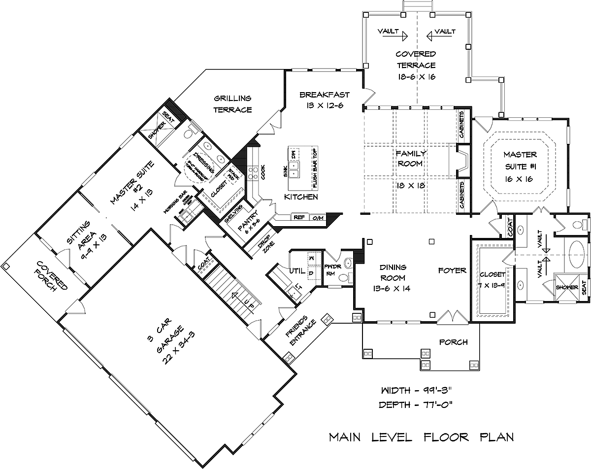 House Plan 60077 Level One