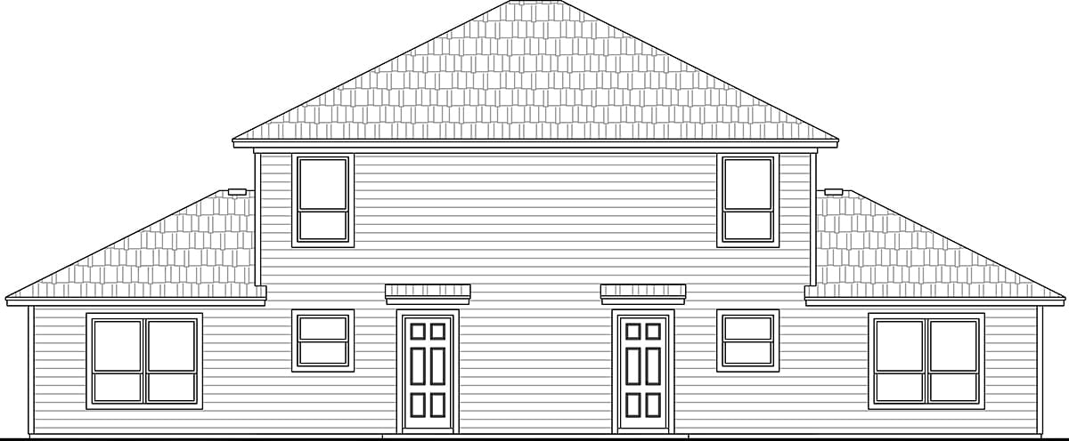 Multi-Family Plan 60122 Rear Elevation