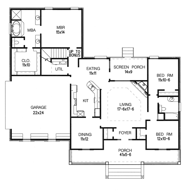 Plan 60235 | Ranch Style with 3 Bed, 2 Bath, 2 Car Garage