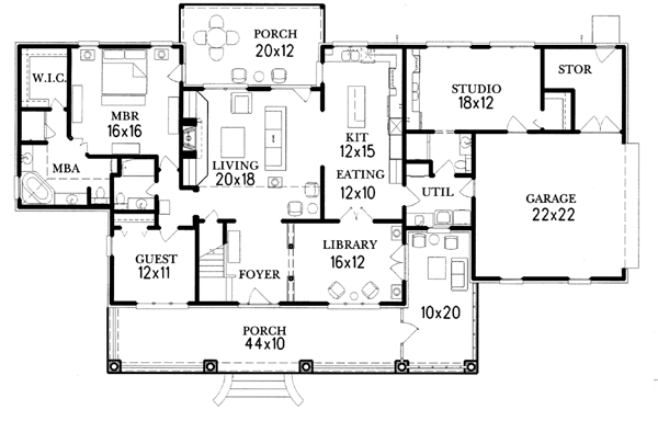 Plan 60287 | Ranch Style with 4 Bed, 4 Bath, 2 Car Garage