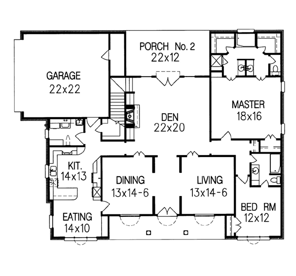 House Plan 60328 Level One
