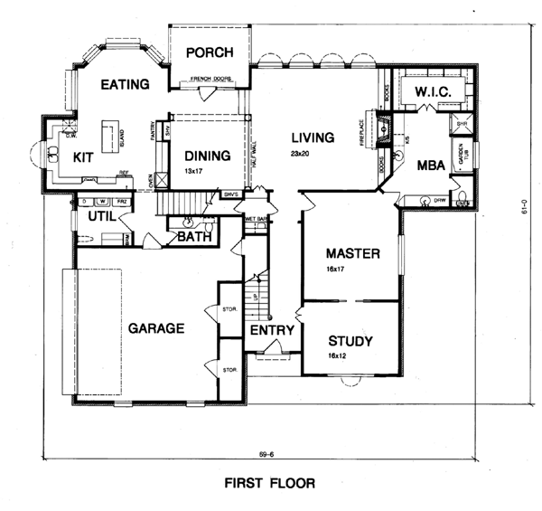 House Plan 60332 Level One