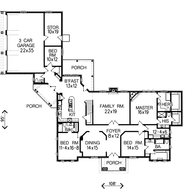 House Plan 60334 Level One
