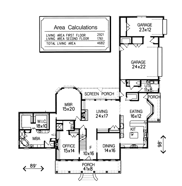 House Plan 60342 Level One