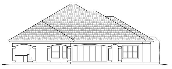 Florida, Mediterranean Plan with 3089 Sq. Ft., 3 Bedrooms, 3 Bathrooms, 3 Car Garage Rear Elevation