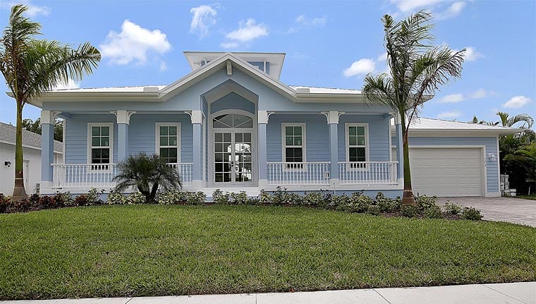 Florida Plan with 1697 Sq. Ft., 3 Bedrooms, 2 Bathrooms, 2 Car Garage Elevation