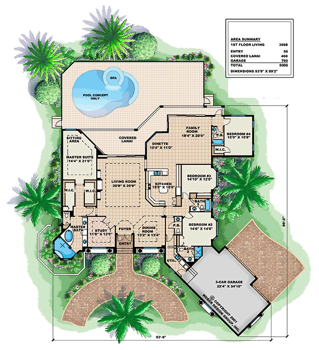 House Plan 60574 Level One