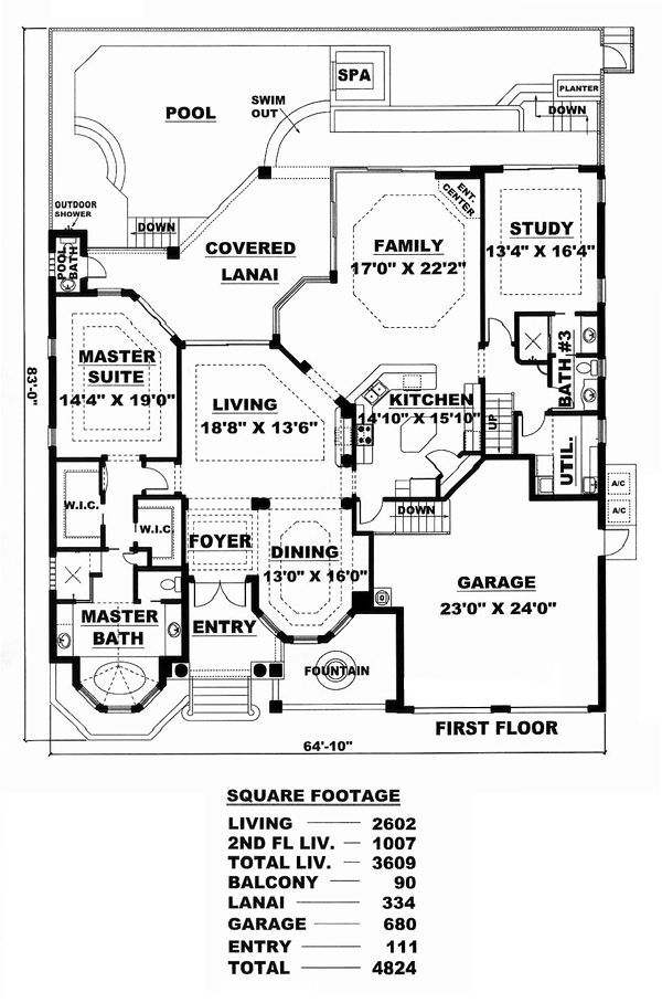 House Plan 60729 Level One