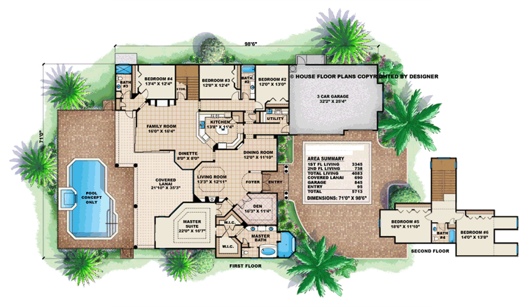 House Plan 60763 Level One