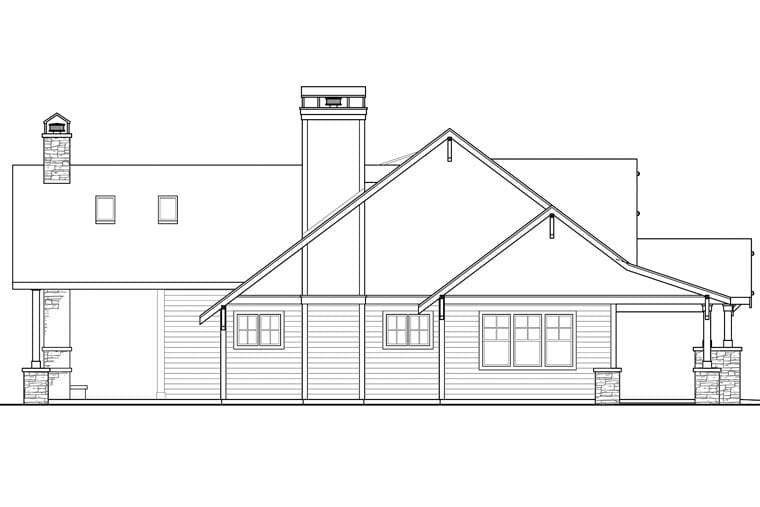 Craftsman, Prairie Style Plan with 3815 Sq. Ft., 3 Bedrooms, 3 Bathrooms, 2 Car Garage Picture 2