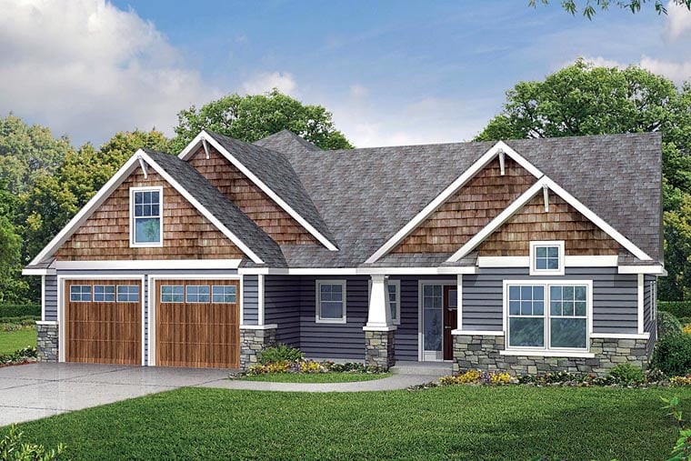 Cape Cod, Cottage, Country, Craftsman Plan with 2236 Sq. Ft., 3 Bedrooms, 3 Bathrooms, 2 Car Garage Elevation
