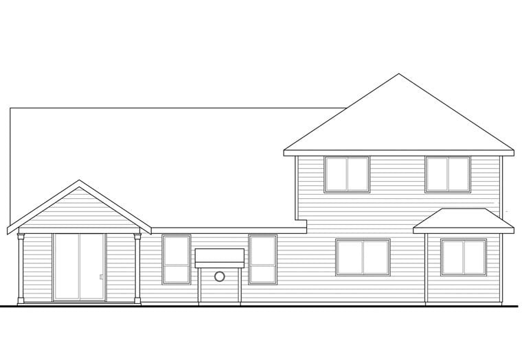 Cape Cod, Cottage, Country, Craftsman Plan with 2236 Sq. Ft., 3 Bedrooms, 3 Bathrooms, 2 Car Garage Rear Elevation